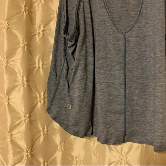 Lululemon Intended Tank Top Hi Low Deep V Back Blue - Picture 6 of 13